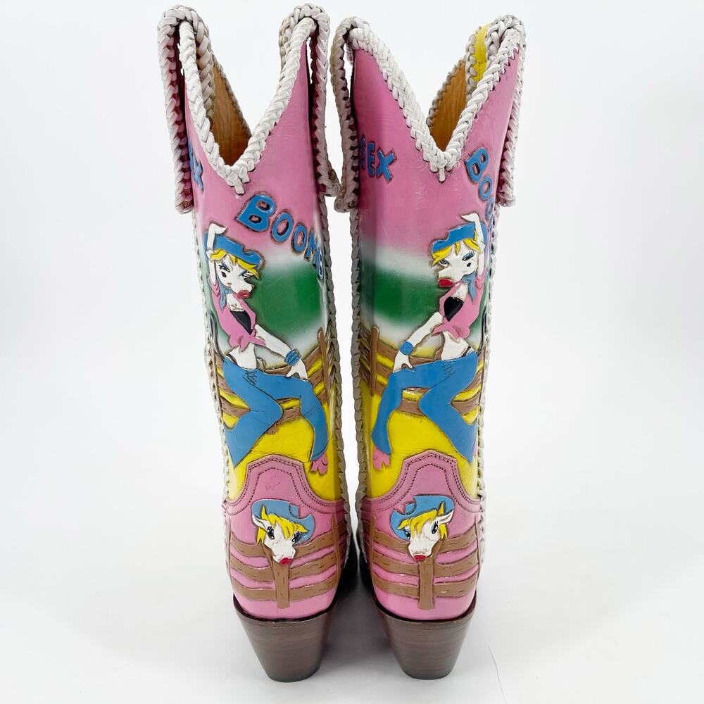 RARE Old Gringo Pink Calamity Cartoon Star Cow Cowgirl Rodeo Boots Women’s 6.5 - Picture 9 of 13